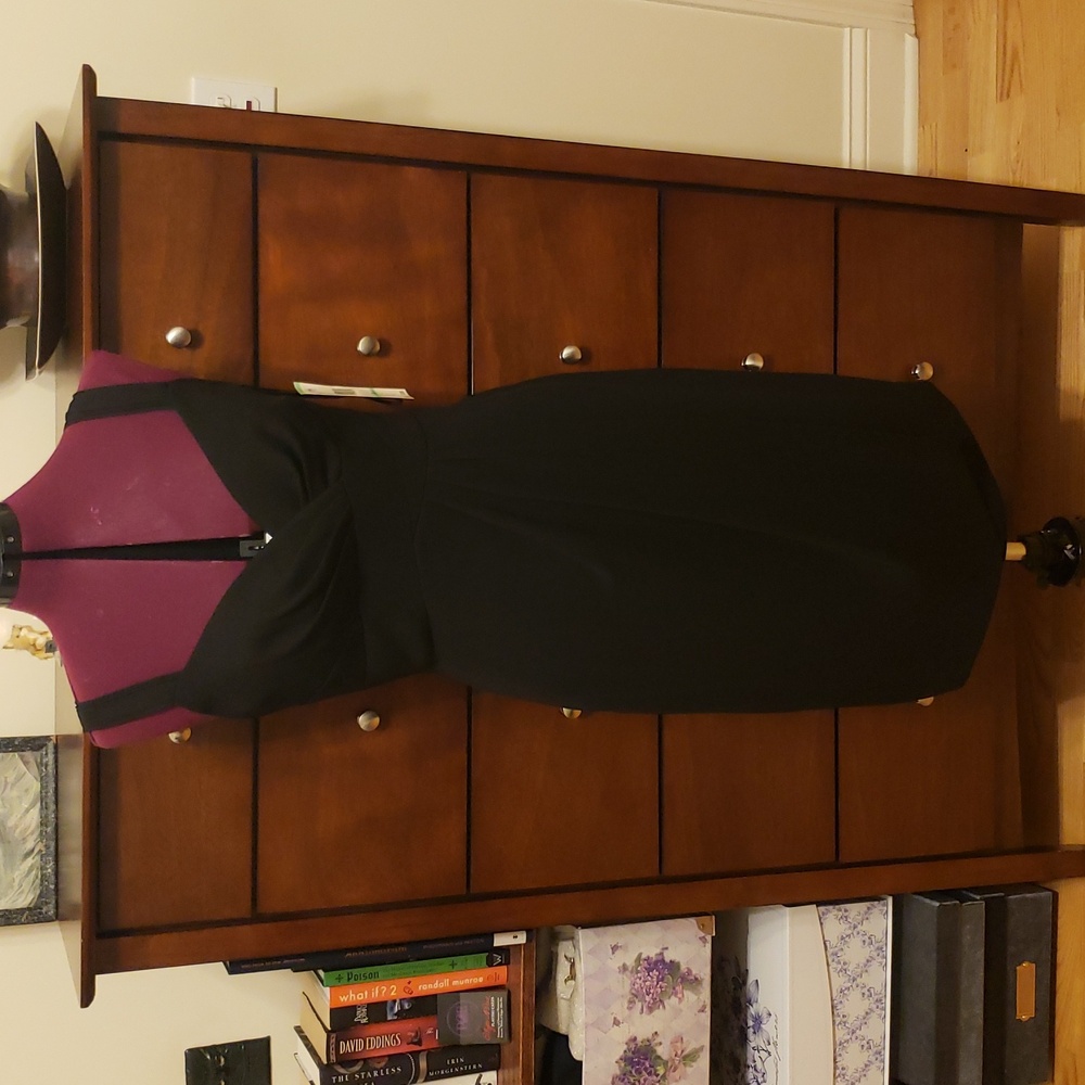 Jones New York Solid Black Wrap Skirt Evening Cocktail Dress Size 8